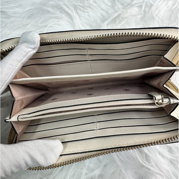 Kate Spade New York Pebbled Leather Zip-Around Wallet Beige EUC - Picture 4 of 8